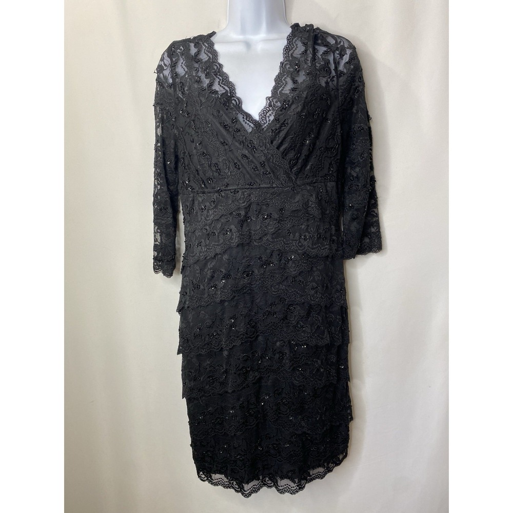 MARINA Womens Little Black Dress‎ Size 14P Witchy Whimsygoth Vampy Homecoming